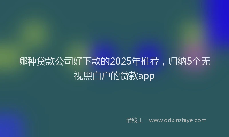 哪种贷款公司好下款的2025年推荐，归纳5个无视黑白户的贷款app