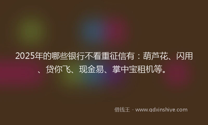 2025年的哪些银行不看重征信有：葫芦花、闪用、贷你飞、现金易、掌中宝租机等。