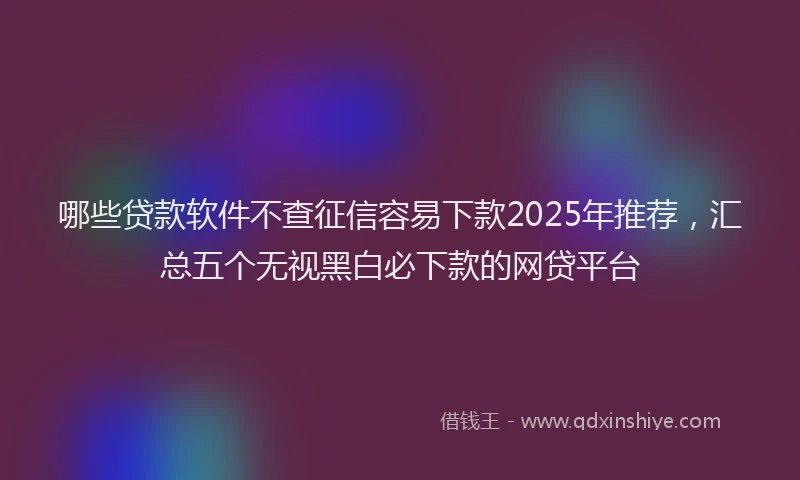哪些贷款软件不查征信容易下款2025年推荐，汇总五个无视黑白必下款的网贷平台