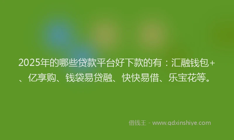 2025年的哪些贷款平台好下款的有：汇融钱包+、亿享购、钱袋易贷融、快快易借、乐宝花等。