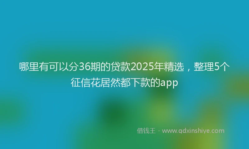 哪里有可以分36期的贷款2025年精选，整理5个征信花居然都下款的app