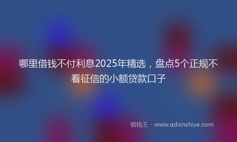 哪里借钱不付利息2025年精选，盘点5个正规不看征信的小额贷款口子