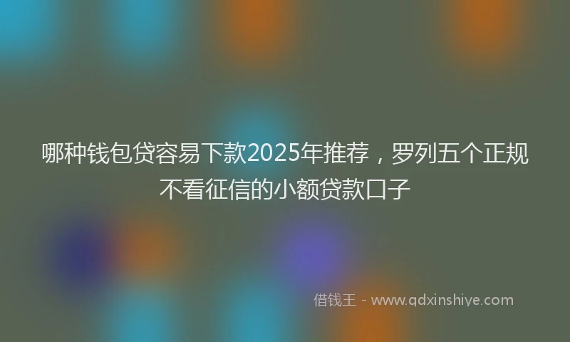 哪种钱包贷容易下款2025年推荐，罗列五个正规不看征信的小额贷款口子