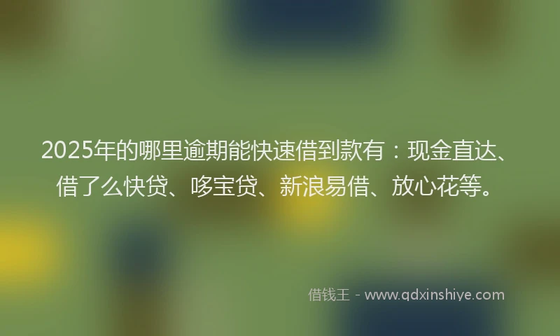 2025年的哪里逾期能快速借到款有：现金直达、借了么快贷、哆宝贷、新浪易借、放心花等。