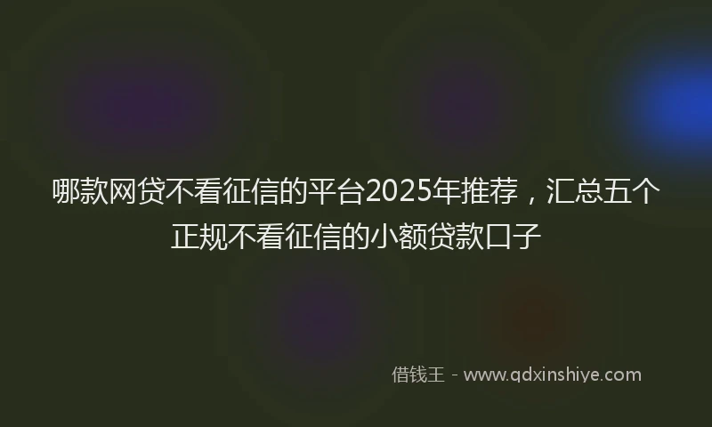 哪款网贷不看征信的平台2025年推荐，汇总五个正规不看征信的小额贷款口子