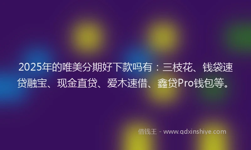 2025年的唯美分期好下款吗有：三枝花、钱袋速贷融宝、现金直贷、爱木速借、鑫贷Pro钱包等。