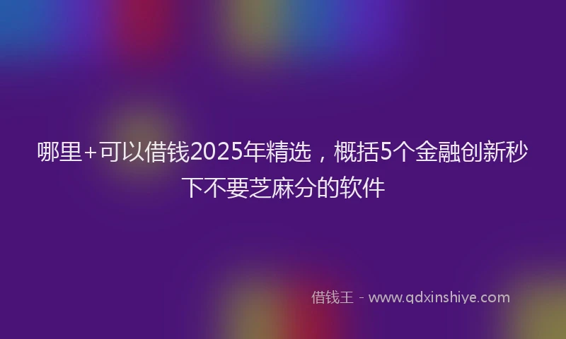 哪里+可以借钱2025年精选，概括5个金融创新秒下不要芝麻分的软件