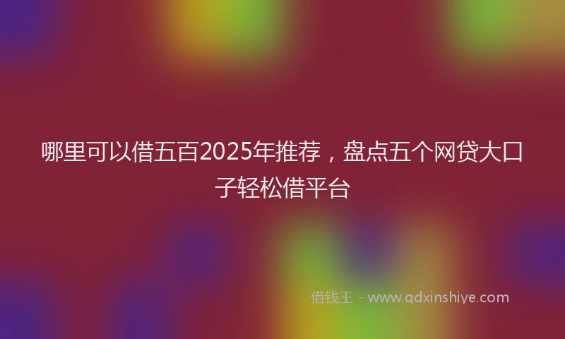 哪里可以借五百2025年推荐，盘点五个网贷大口子轻松借平台