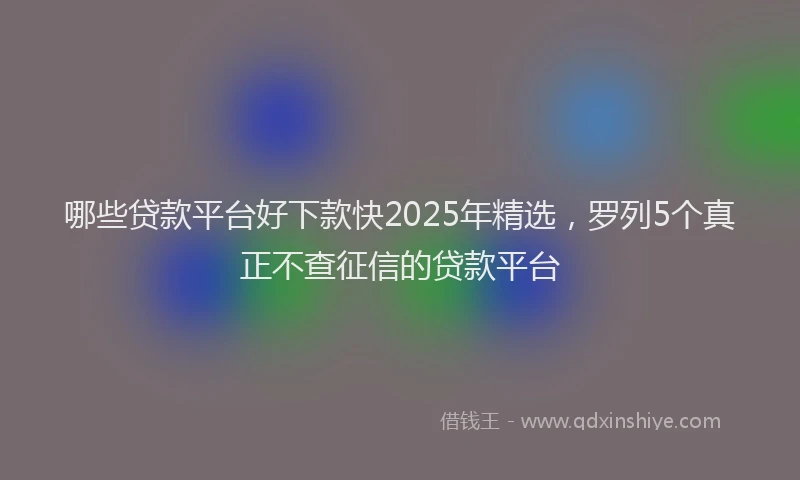 哪些贷款平台好下款快2025年精选,罗列5个真正不查征信的贷款平台