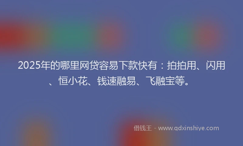 2025年的哪里网贷容易下款快有：拍拍用、闪用、恒小花、钱速融易、飞融宝等。