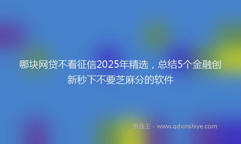 哪块网贷不看征信2025年精选，总结5个金融创新秒下不要芝麻分的软件