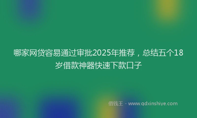 哪家网贷容易通过审批2025年推荐，总结五个18岁借款神器快速下款口子