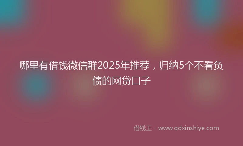 哪里有借钱微信群2025年推荐，归纳5个不看负债的网贷口子