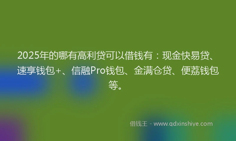 2025年的哪有高利贷可以借钱有：现金快易贷、速享钱包+、信融Pro钱包、金满仓贷、便荔钱包等。