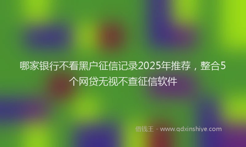 哪家银行不看黑户征信记录2025年推荐，整合5个网贷无视不查征信软件