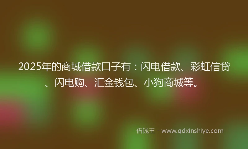 2025年的商城借款口子有：闪电借款、彩虹信贷、闪电购、汇金钱包、小狗商城等。