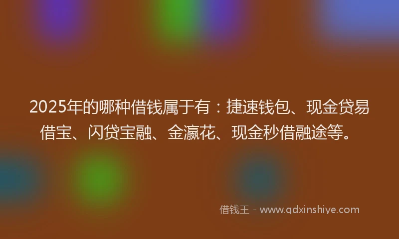2025年的哪种借钱属于有：捷速钱包、现金贷易借宝、闪贷宝融、金瀛花、现金秒借融途等。