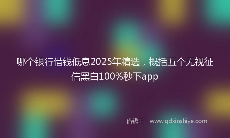 哪个银行借钱低息2025年精选，概括五个无视征信黑白100%秒下app