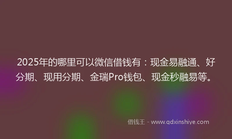 2025年的哪里可以微信借钱有：现金易融通、好分期、现用分期、金瑞Pro钱包、现金秒融易等。