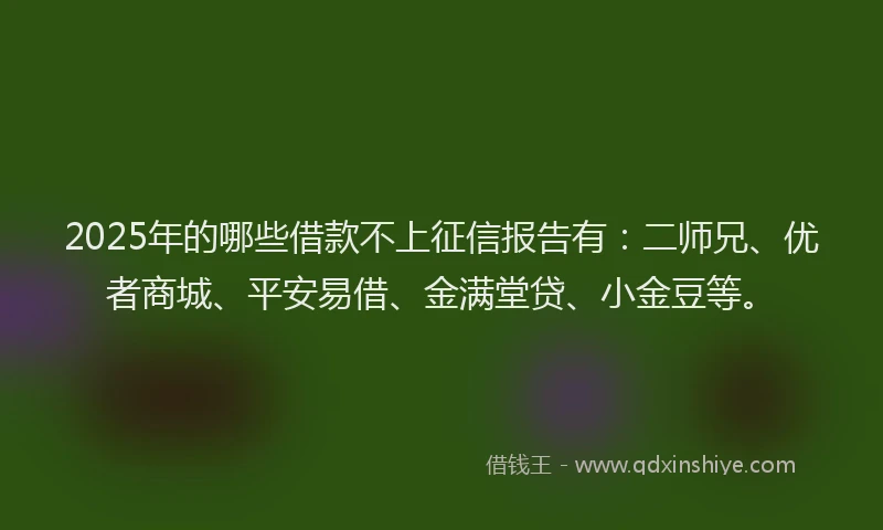 2025年的哪些借款不上征信报告有：二师兄、优者商城、平安易借、金满堂贷、小金豆等。