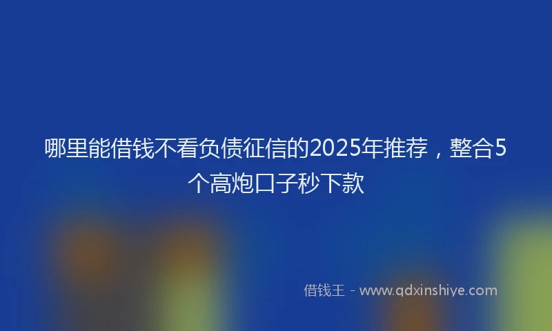 哪里能借钱不看负债征信的2025年推荐，整合5个高炮口子秒下款