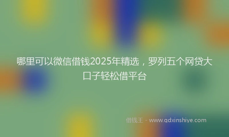 哪里可以微信借钱2025年精选，罗列五个网贷大口子轻松借平台