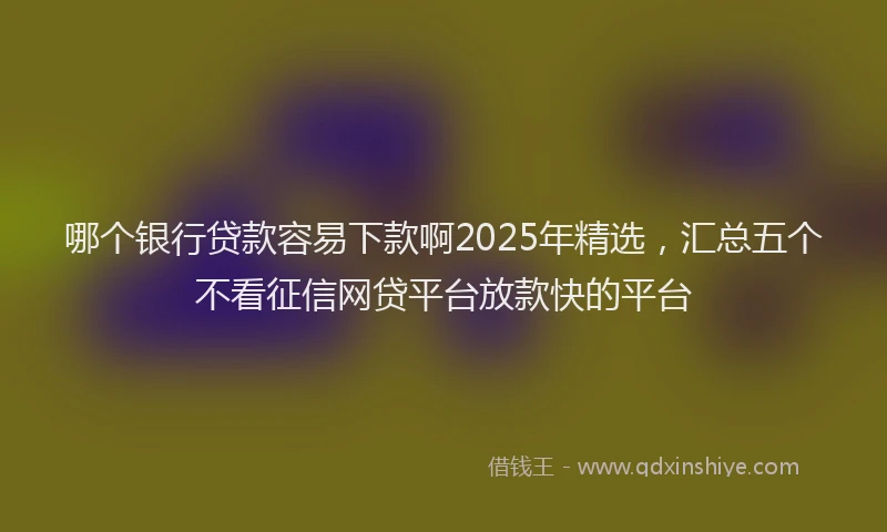 哪个银行贷款容易下款啊2025年精选，汇总五个不看征信网贷平台放款快的平台