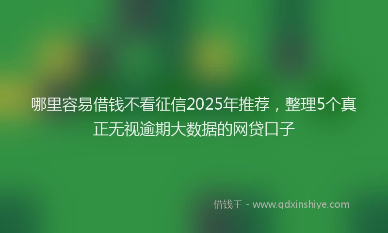 哪里容易借钱不看征信2025年推荐，整理5个真正无视逾期大数据的网贷口子