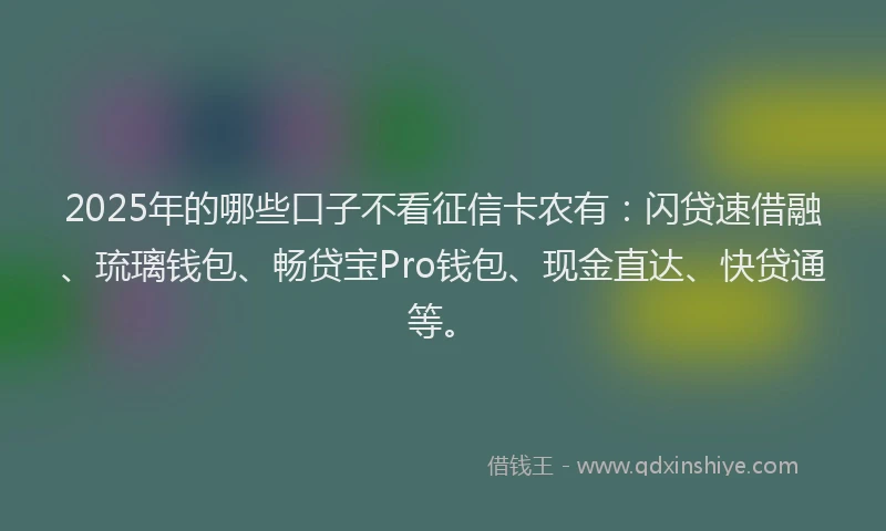 2025年的哪些口子不看征信卡农有：闪贷速借融、琉璃钱包、畅贷宝Pro钱包、现金直达、快贷通等。