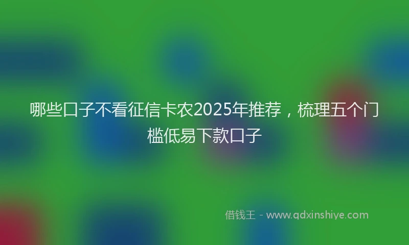 哪些口子不看征信卡农2025年推荐，梳理五个门槛低易下款口子