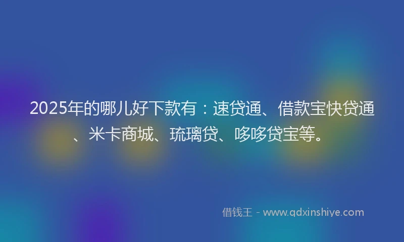 2025年的哪儿好下款有：速贷通、借款宝快贷通、米卡商城、琉璃贷、哆哆贷宝等。