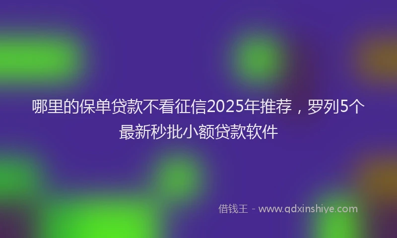 哪里的保单贷款不看征信2025年推荐，罗列5个最新秒批小额贷款软件