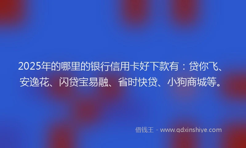 2025年的哪里的银行信用卡好下款有：贷你飞、安逸花、闪贷宝易融、省时快贷、小狗商城等。