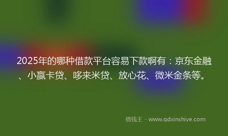 2025年的哪种借款平台容易下款啊有：京东金融、小赢卡贷、哆来米贷、放心花、微米金条等。