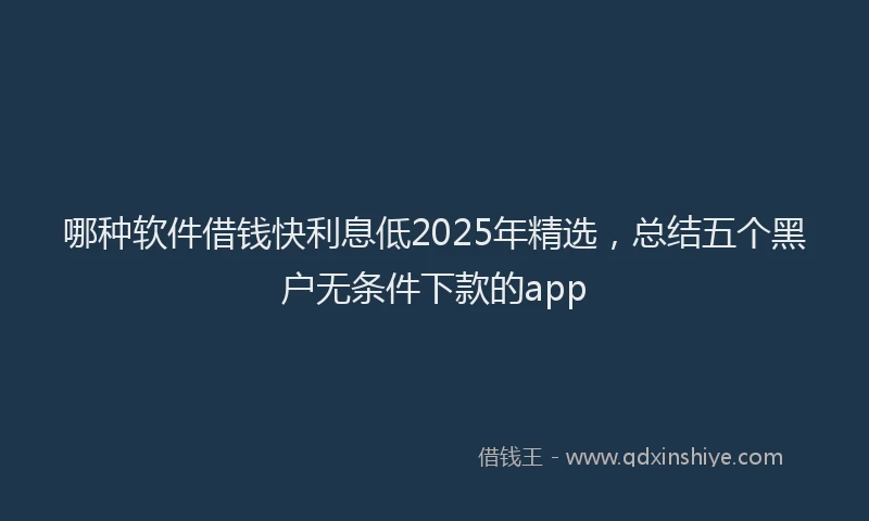 哪种软件借钱快利息低2025年精选，总结五个黑户无条件下款的app