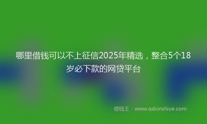 哪里借钱可以不上征信2025年精选，整合5个18岁必下款的网贷平台