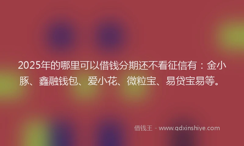 2025年的哪里可以借钱分期还不看征信有：金小豚、鑫融钱包、爱小花、微粒宝、易贷宝易等。