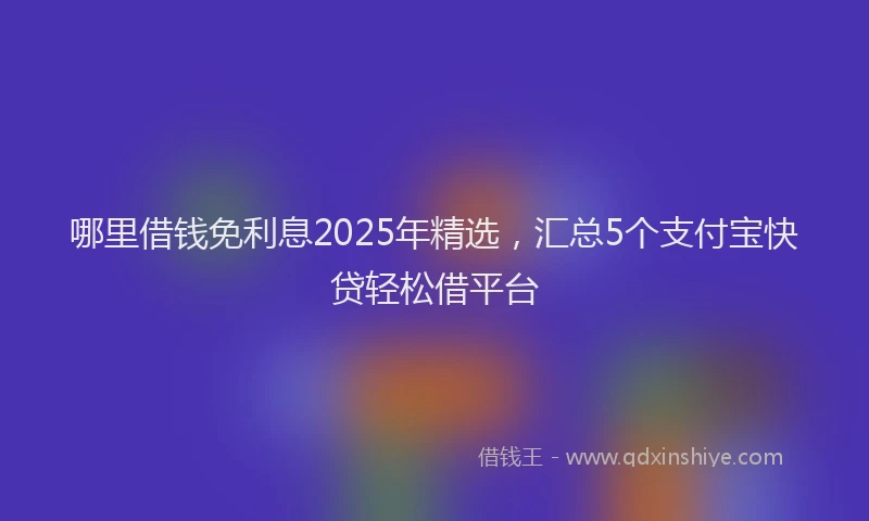 哪里借钱免利息2025年精选，汇总5个支付宝快贷轻松借平台