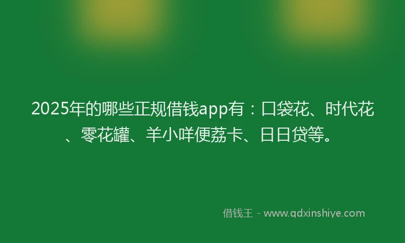 2025年的哪些正规借钱app有：口袋花、时代花、零花罐、羊小咩便荔卡、日日贷等。