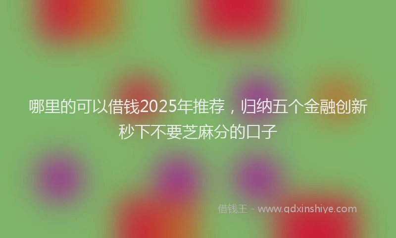 哪里的可以借钱2025年推荐，归纳五个金融创新秒下不要芝麻分的口子