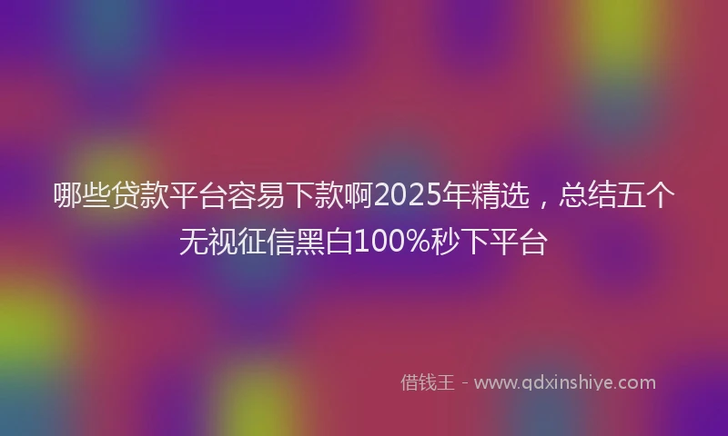 哪些贷款平台容易下款啊2025年精选，总结五个无视征信黑白100%秒下平台