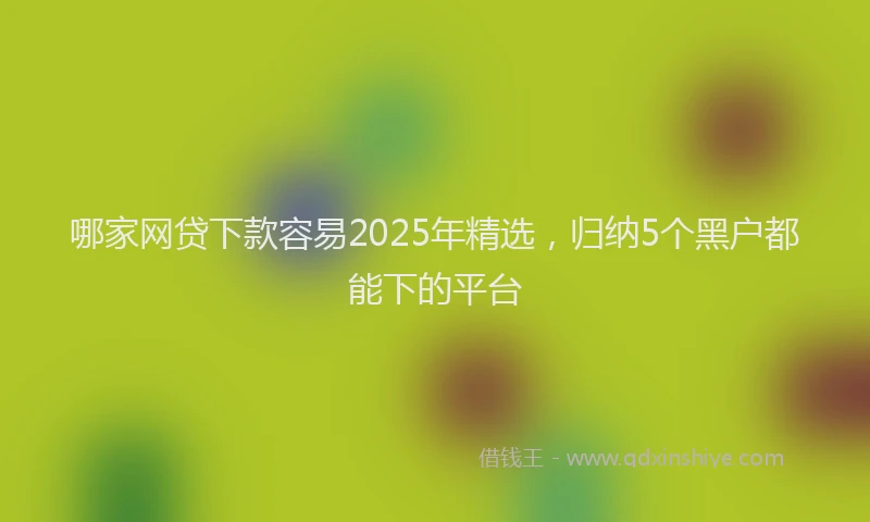 哪家网贷下款容易2025年精选,归纳5个黑户都能下的平台