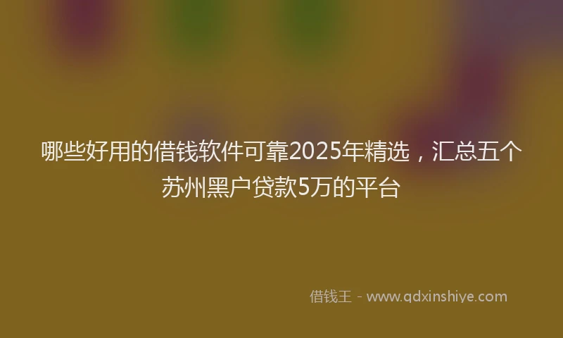 哪些好用的借钱软件可靠2025年精选，汇总五个苏州黑户贷款5万的平台