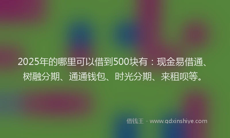 2025年的哪里可以借到500块有：现金易借通、树融分期、通通钱包、时光分期、来租呗等。