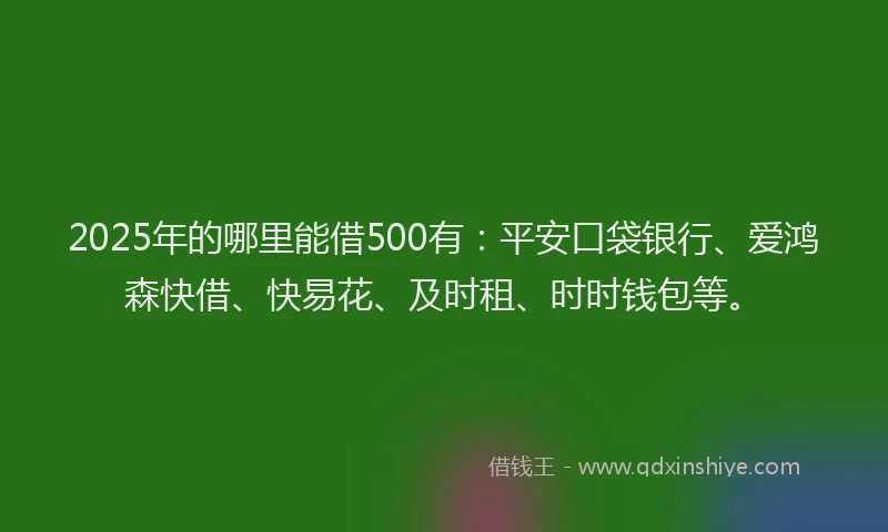 2025年的哪里能借500有：平安口袋银行、爱鸿森快借、快易花、及时租、时时钱包等。