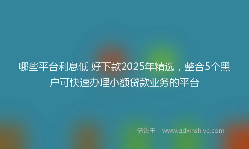 哪些平台利息低 好下款2025年精选，整合5个黑户可快速办理小额贷款业务的平台
