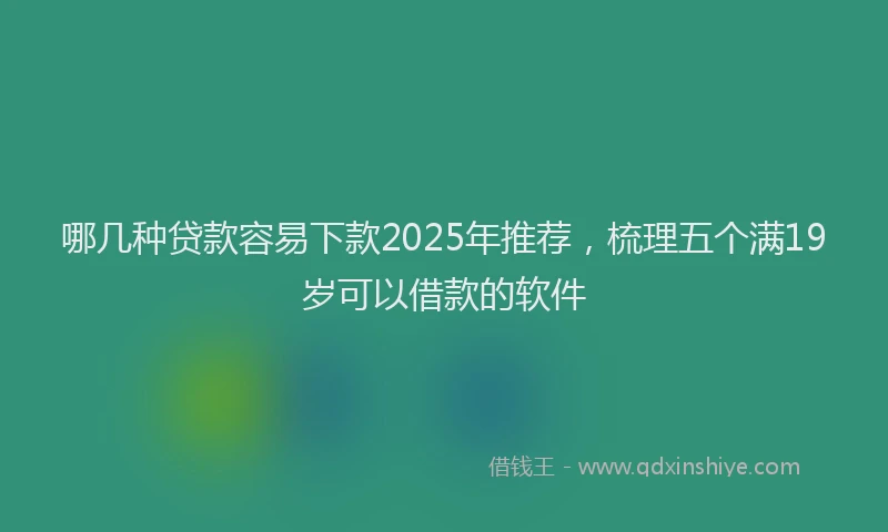 哪几种贷款容易下款2025年推荐，梳理五个满19岁可以借款的软件