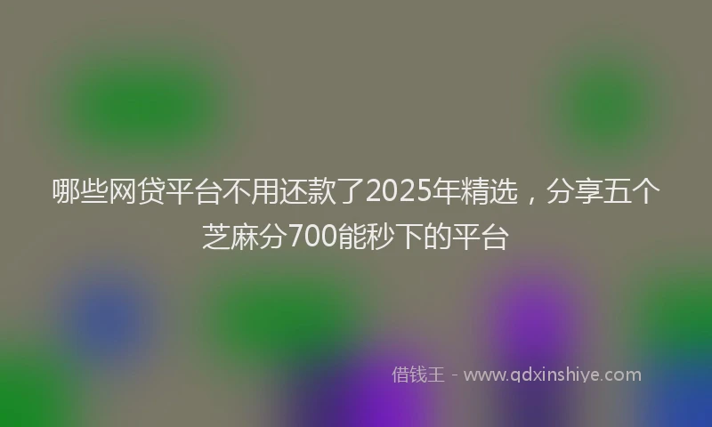 哪些网贷平台不用还款了2025年精选，分享五个芝麻分700能秒下的平台