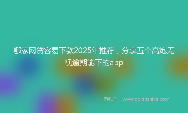 哪家网贷容易下款2025年推荐，分享五个高炮无视逾期能下的app