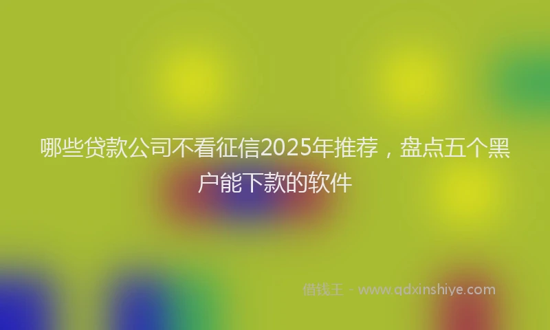 哪些贷款公司不看征信2025年推荐，盘点五个黑户能下款的软件